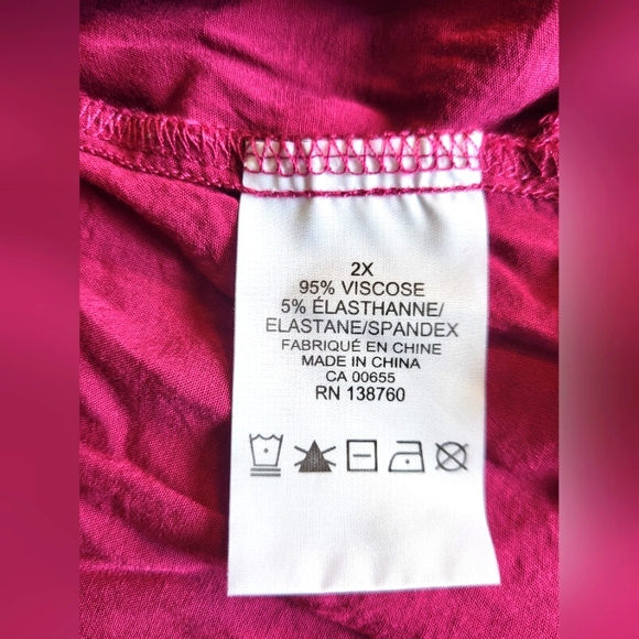 d/C jeans off the shoulder ruffle bottom 3/4 sleeve pink top size 2X - Picture 4 of 7